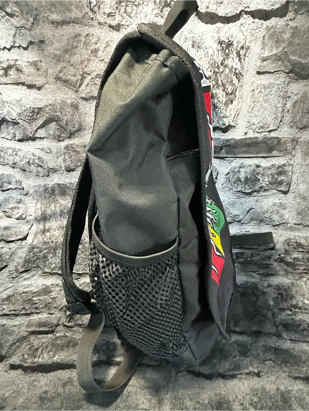 Sublime Rasta Sun Logo Backpack - Black with Red/Yellow/Green Panel